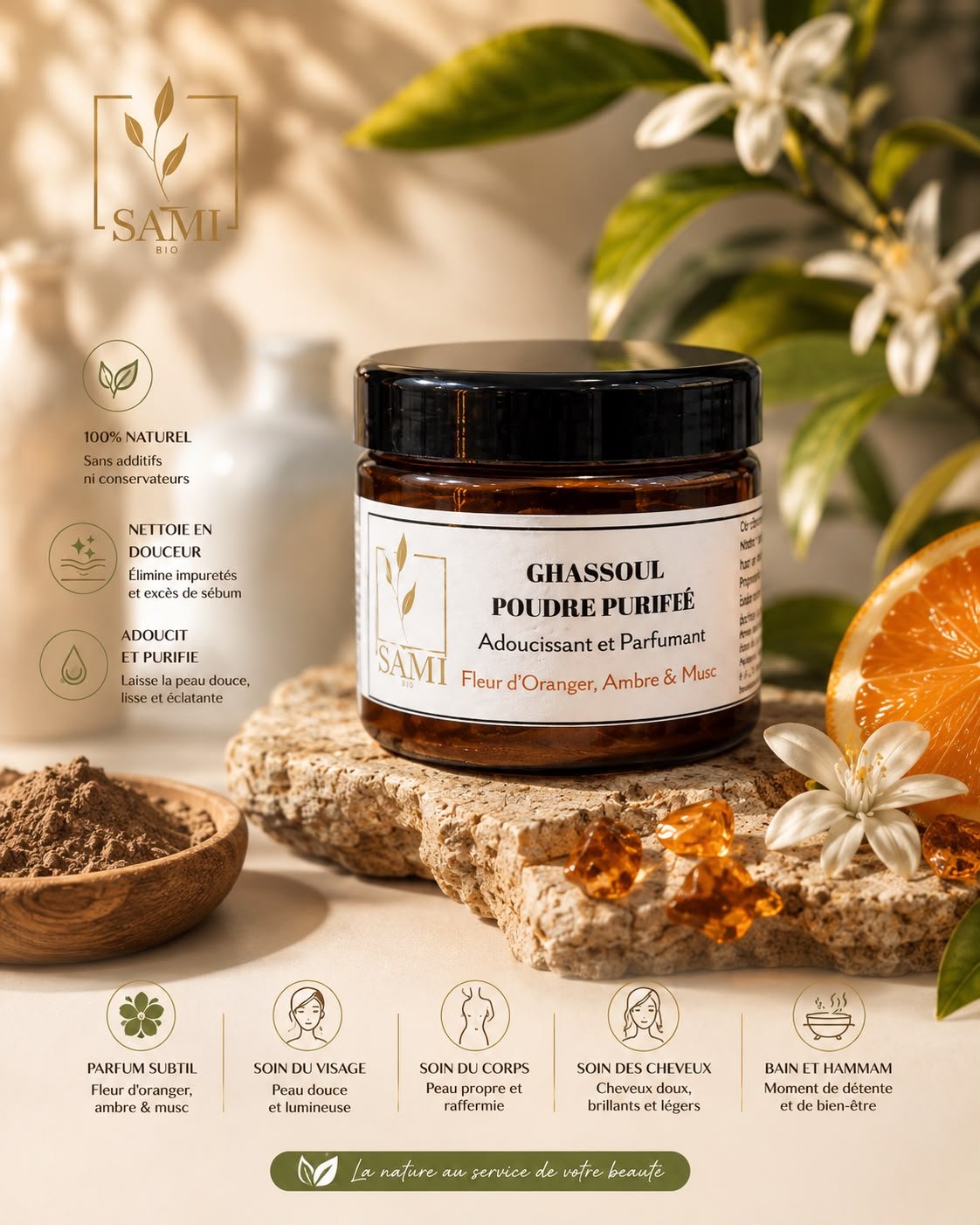 Ghassoul fleur d'oranger