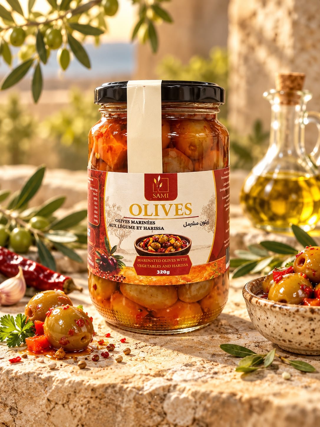 Olives marinées au Légumes et Harissa
