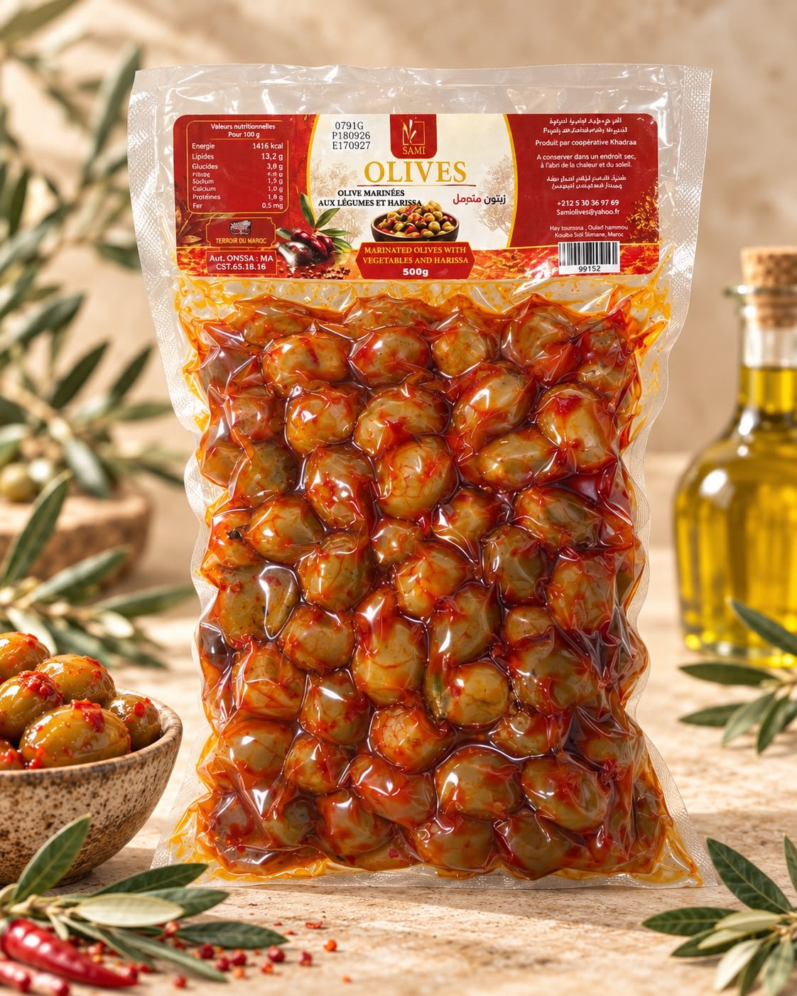 Olives marinées au Légumes et Harissa SV